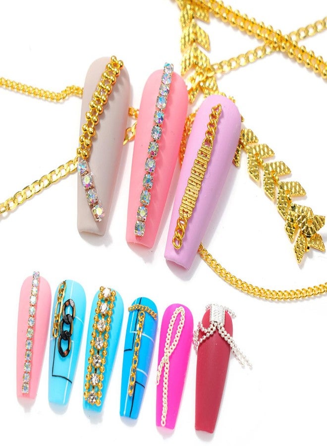 JERCLITY 2 Boxes - 36 Strips Multi-Color and Gold Metal 3D Nail Chains for Nail Art - Punk Nail Charms, Colorful Chains for Nails - Image 4